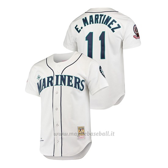 Maglia Baseball Uomo Seattle Mariners Edgar Martinez Cooperstown Collection 1995 Primera Bianco